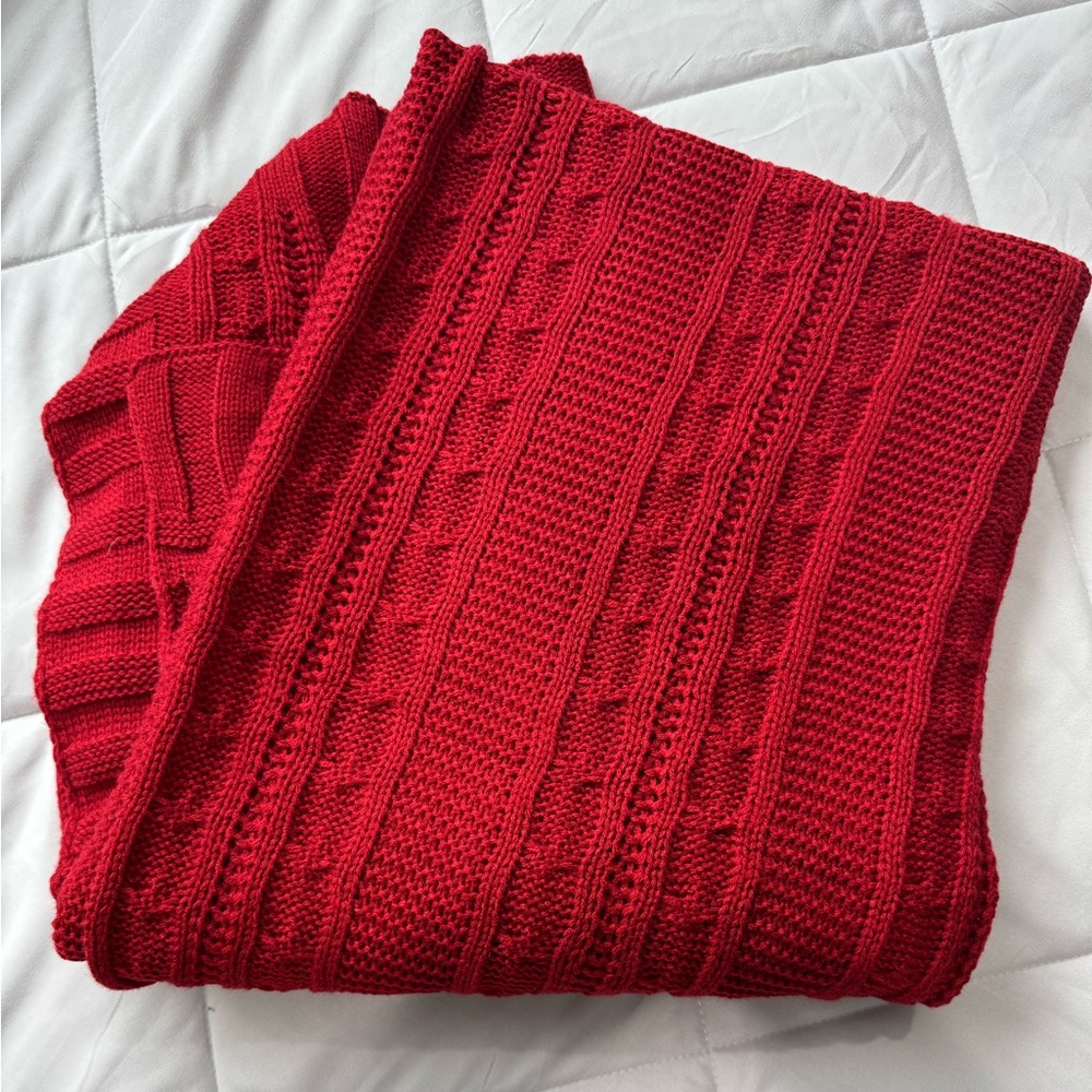 Cozy sweater knit Red throw Blanket / throw blanket / home accents / home decor